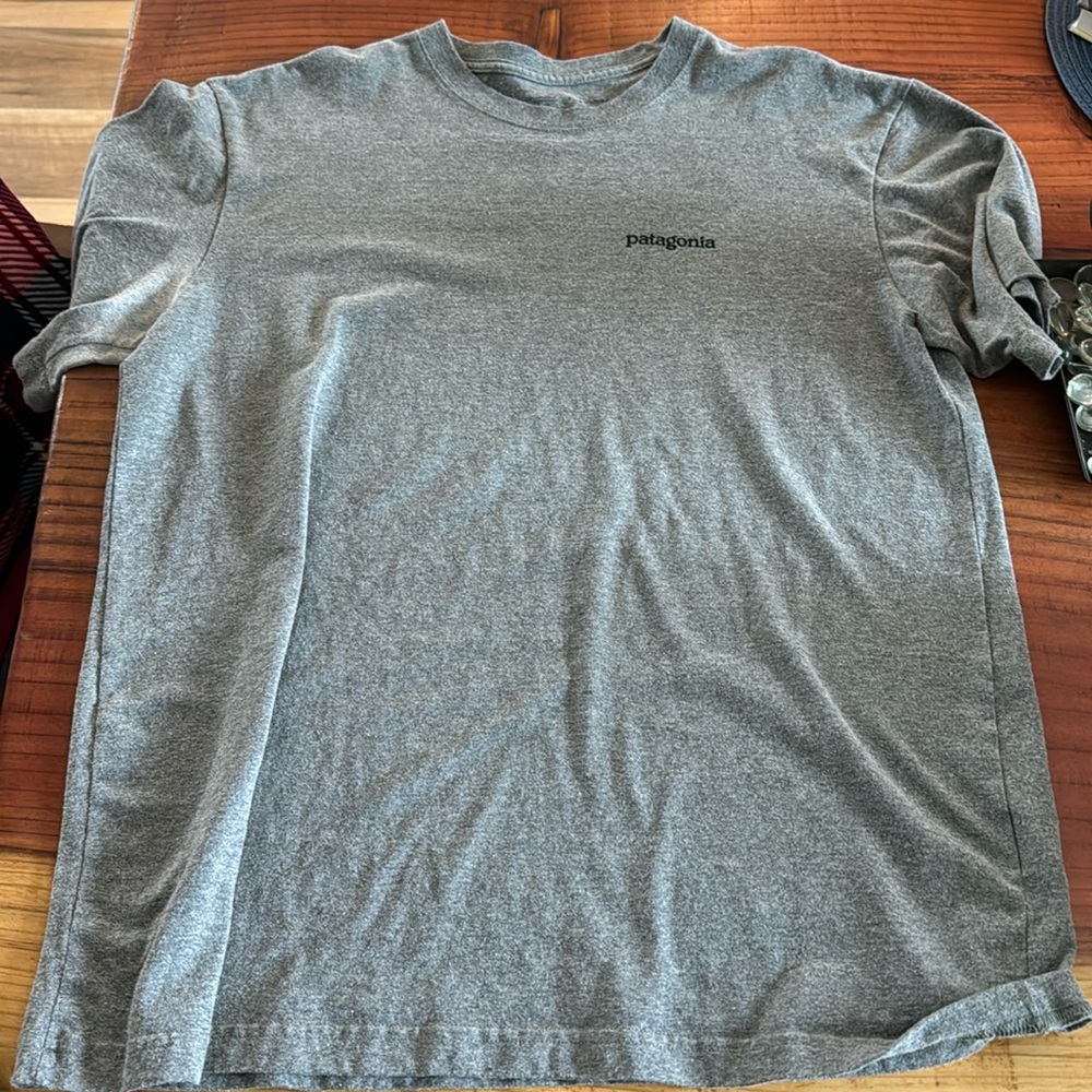 Dark Gray colored Patagonia T-Shirt. Lightly worn.
